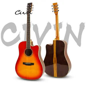 Фабричная Высококачественная 41-дюймовая твердая Еловая верхняя деревянная акустическая гитара