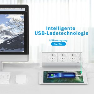 Prise <span class=keywords><strong>de</strong></span> courant multifonctionnelle réglable et amovible pour <span class=keywords><strong>bureau</strong></span>, à fixation par pince <span class=keywords><strong>de</strong></span> table, 3 prises EU, 2 USB, 10A, IP20 - Product Image 4