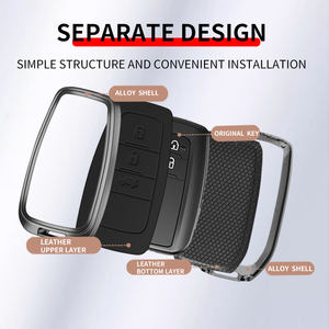 Nouvel étui de clé de voiture en alliage de zinc et cuir de luxe de haute qualité pour <span class=keywords><strong>Toyota</strong></span> <span class=keywords><strong>Prius</strong></span> Camry Corolla C-HR RAV4 2018-2022 <span class=keywords><strong>Accessoires</strong></span> automobiles - Product Image 3
