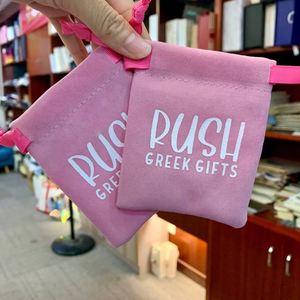 High Quality Fabric Velvet Jewelry Gift Pouches Custom Logo Velvet Gift Bag Mini Velvet <b>Drawstring</b> Bag With Silk Ribbon - Product Image 5