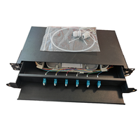 Lc Sc 1U 19 "serat optik 24 Port Panel Patch 48 Core Odf 24 penutup serat optik Port