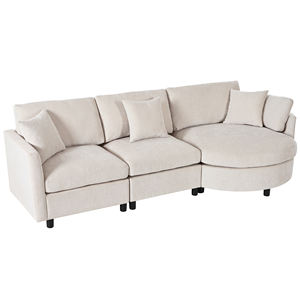 Угловой диван-секция из синели, 3 секции, изогнутый шезлонг, 3 декоративные подушки, современный дизайн, экологичный, прочный, для гостиной - Product Image 2