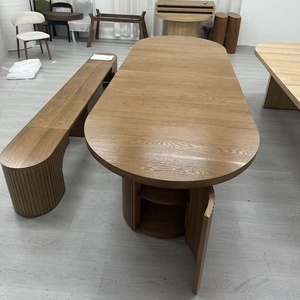Conjunto de Comedor Central con Mesa Extensible, Encimeras, Tableros de Vanidad, Tableros de Mesa, Mesa Redonda de Madera y Banco - Product Image 4
