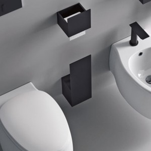 Agape Sen porta scopino moderno acciaio inox finitura tazza di vetro per cucina bagno uso Hotel - Product Image 1