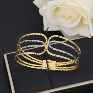 JXX Fashion Jewelry 24k <b>Gold</b> Plated Wedding for <b>Bracelet</b> Double Color Open Bangle Fashion Accessories - Product Image 5
