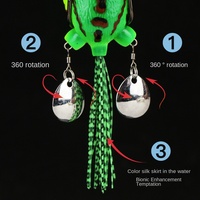 Leurre souple artificiel en PVC imitation grenouille pour la pêche au bar, renforcé, avec double anneau, paillettes et soie colorée modifiée, pour la pêche en lac, avec hameçons