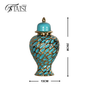 Vaso Decorativo J220YG in Porcellana Gialla, Marrone e Oro, Stile Nordico, Vaso di Lusso per <span class=keywords><strong>Arredamento</strong></span> Casa - Product Image 6