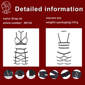 JINZHU Lingerie <span class=keywords><strong>sexy</strong></span> à bretelles avec soutien-gorge croisé et ajouré de style noué, <span class=keywords><strong>bas</strong></span> et jarretières - Product Image 4