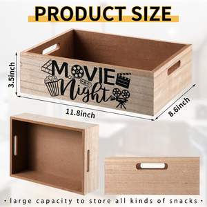 กล่องไม้สำหรับดูหนังแบบกำหนดเอง |   ตะกร้าไม้สไตล์เรียบง่ายสำหรับใส่ของขวัญ |   ถาดขนมขบเคี้ยวแบบรวมและตะกร้าของขวัญ - Product Image 2