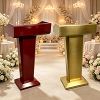 Podio de Metal Dorado Cepillado para Ceremonias, Atril para Bodas con Gabinete de Almacenamiento con Cerradura, Atril para Discursos para Eventos y Decoración de Iglesias