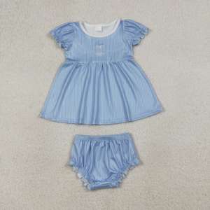 Ensemble 2 pièces tunique et short brodés à nœuds pour filles, style décontracté, vente en gros, vêtements mignons pour enfants - Product Image 2