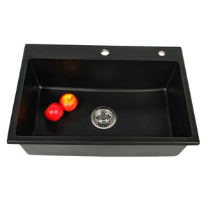 Grosir wastafel kaca serat wastafel klasik mangkuk tunggal di bawah gunung granit wastafel dapur wastafel - Product Image 5