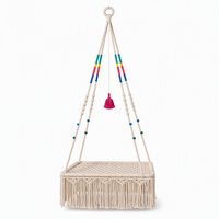 Hamac pour chat en macramé suspendu en corde de coton, perles colorées, style bohème, nid pour chat, petits animaux, robuste, lavage à la main uniquement, non amovible