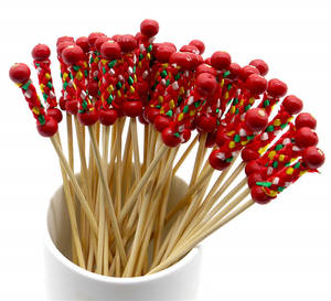 Bâtons de hamburger en bambou décoratifs à double perles tissées traditionnelles nationales - Product Image 2