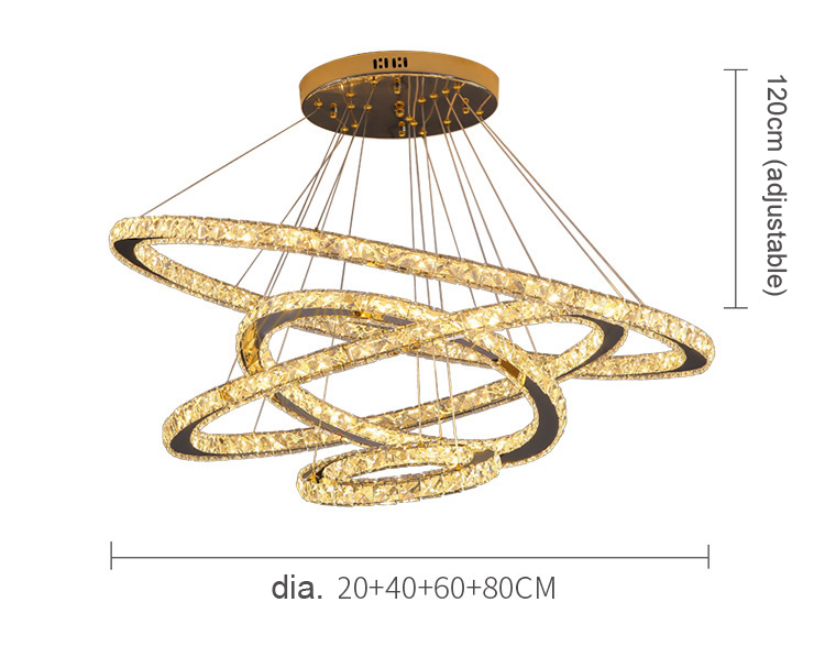 China  Living Room Bedroom Decorative Round Ring led large chandelier luxury  villa staircase art deco circle metal chandeliers