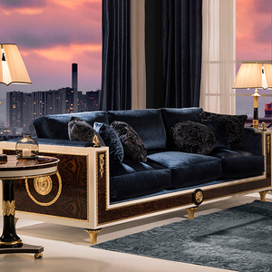 Ghế sofa nhung đỏ sang trọng, may chần kim cương, chân mạ vàng, phong cách cổ điển, dành cho biệt thự, phòng khách, thiết kế cao cấp. - Product Image 4