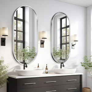 Kingstin <span class=keywords><strong>Miroir</strong></span> <span class=keywords><strong>Salle</strong></span> <span class=keywords><strong>de</strong></span> <span class=keywords><strong>Bain</strong></span> Ovale Moderne, Cadre Inox Brossé, <span class=keywords><strong>Miroir</strong></span> Mural Minimaliste, Personnalisable - Product Image 2