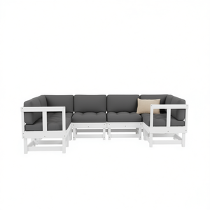 Conjunto de Sofás de Esquina para Jardín, Modular, Compacto, de Madera de Pino Sólido Blanco, Muebles de Exterior de Diseño Contemporáneo - Product Image 1