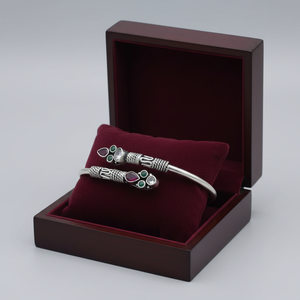 925 Sterling <b>Silver</b> Antique Finish Kada <b>Bangle</b> for Women Adjustable Zircon Stone Classic Ethnic <b>Bracelet</b> Women - Product Image 4