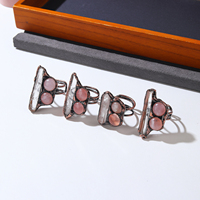 Bague en quartz rose naturel, pierre précieuse de guérison, plaquée bronze antique, en cuivre, réglable, style vintage pour femme