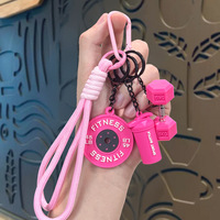 Porte-clés 3D en PVC en forme de disque de musculation avec impression sérigraphiée - Pendentif sportif et tendance pour voiture et sac