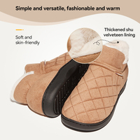Chaussons d'intérieur/extérieur pour homme en fourrure, avec semelle EVA chaude, respirants, en mousse à mémoire de forme, à enfiler, pour l'hiver