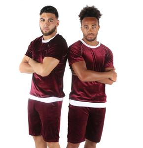 Conjunto de camiseta de 2 piezas de terciopelo personalizado de alta calidad para hombre, venta al por mayor, 2025, conjuntos gemelos de terciopelo con pantalones cortos - Product Image 6