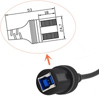 Kostenloses Muster Wasserdichtes 90-Grad Links Rechts Oben Unten Winkel USB 3.0 B Stecker auf B Buchse Einbau-Verlängerungskabel