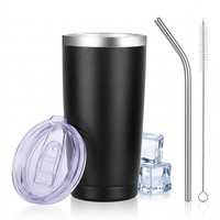 Mug isotherme portable en acier inoxydable de 20 oz, écologique, avec paille, tasse à café isolée sous vide pour usage extérieur