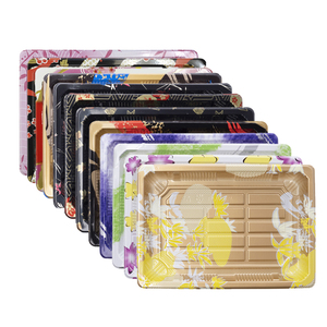 Custom Multiple Colors Wholesale Rectangular Takeout Sushi Tray Disposable Plastic Sushi Box with Lid