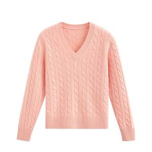 <span class=keywords><strong>Pull</strong></span> <span class=keywords><strong>en</strong></span> tricot torsadé personnalisé à col <span class=keywords><strong>en</strong></span> V pour <span class=keywords><strong>femme</strong></span>, décontracté, hiver, 100% <span class=keywords><strong>laine</strong></span>, pour la vente <span class=keywords><strong>en</strong></span> gros - Product Image 2