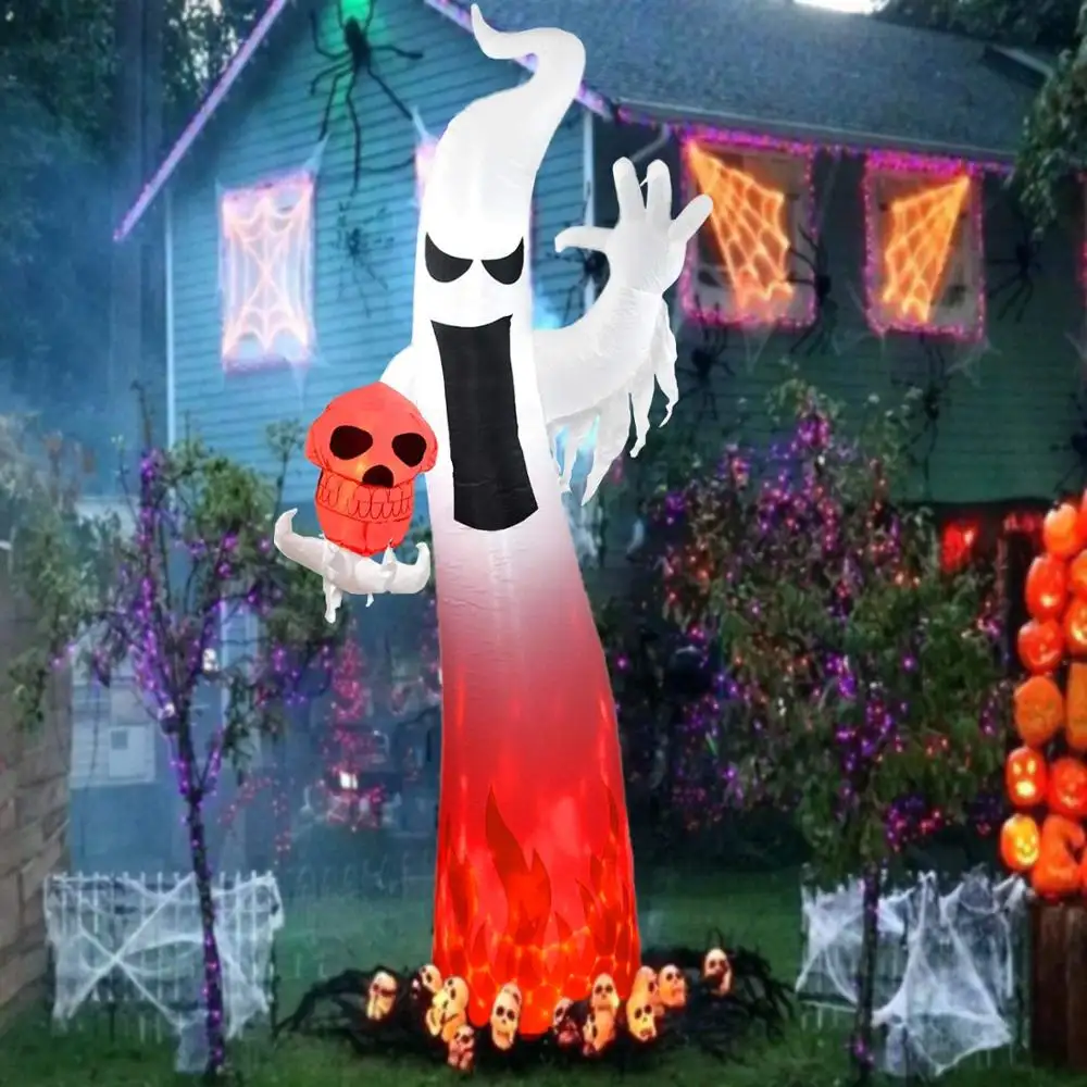 Halloween Inflatables Flashing Flame Ghost for Halloween Inflatable Outdoor Decorations Yard Garden Party Decorations