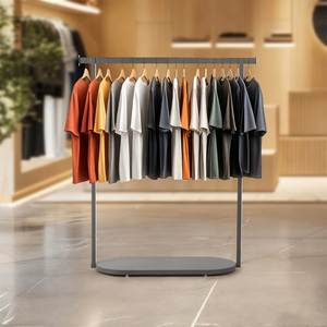 Grey Powder Coated <strong>Clothes</strong> Display <strong>Rail</strong> With Oval Base - Product Image 2