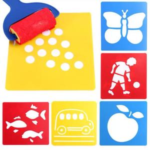 Gf फैक्ट्री थोक 6 टुकड़े बच्चों ने विभिन्न आकार में प्लास्टिक स्टेंसिल टेम्प्लेट पेंट किए रंग-बिरंगे बच्चों को विभिन्न आकार - Product Image 2