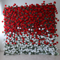 Décoration de mariage : Mur de fleurs artificielles en soie dégradées, toile de fond murale de fleurs rouge et rose vif pour la décoration de mariage