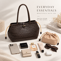 Sac fourre-tout polyvalent 2-en-1 pour femme, sac à main en cuir tressé fait main avec pochette intérieure, sacs à bandoulière pour femme, sac à cordon, sac de voyage personnalisé