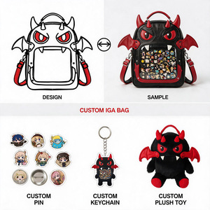 กระเป๋า Ita Bag แบบกำหนดเอง หน้าต่างใส ลายการ์ตูนปีศาจ กระเป๋าสะพายไหล่ผู้หญิง แฟชั่น หนัง PU กระเป๋าถือ - Product Image 3