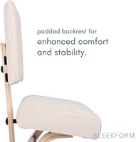 Chaise de salle à manger ergonomique Sleekform East Austin avec support lombaire, en tissu de lin hivernal et structure en bois naturel, idéale pour les douleurs dorsales - Vente en gros