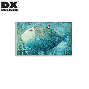 Dipinto Astratto su Tela Blu, Quadro a <span class=keywords><strong>Olio</strong></span> con Cornice per Decorazione Murale Camera da Letto - Product Image 3