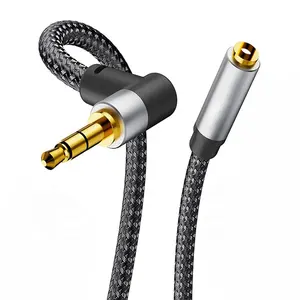3.5MM Jack Audio Cable Adapter 90 Degree Right Angle 3-Pole 3.5MM Male To 3.5MM Female Audio Speaker Extension Cable