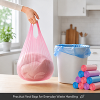 Sac poubelle T-shirt robuste avec cordon de serrage, sac de collecte des déchets anti-fuite pour cuisine, usage domestique et commercial, vente en gros, en PEHD