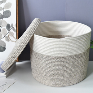Clothing <b>storage</b> <b>basket</b>, woven <b>storage</b> <b>basket</b>, <b>storage</b> <b>basket</b>, cotton <b>rope</b> woven handmade foldable dirty clothes <b>basket</b>, straw - Product Image 5