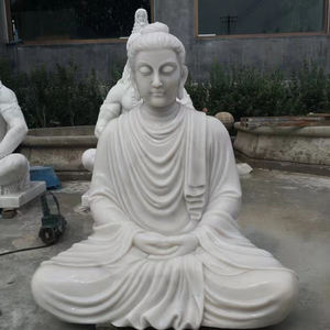 Statue de <span class=keywords><strong>bouddha</strong></span> en marbre blanc sculptée à la main grandeur nature en plein air de conception célèbre décor à la maison - Product Image 4