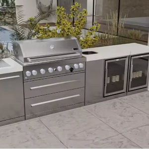 BAINENG Armoire de cuisine d'extérieur autoportante avec <span class=keywords><strong>barbecue</strong></span> à gaz propane intégré, îlot de <span class=keywords><strong>barbecue</strong></span> extérieur, armoire de cuisine d'extérieur - Product Image 1
