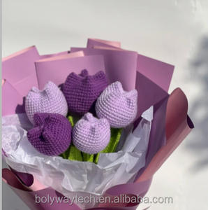 ช่อดอกไม้โครเชต์ถักมือแบบคลาสสิกทรงดอกทิวลิปปิด  ขายส่ง - Product Image 6