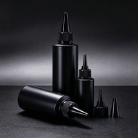 Bouteilles compte-gouttes vides en plastique noir mat à épaule plate, avec bouchon torsadé, pour encre liquide et huile capillaire, 30ml, 60ml, 240ml