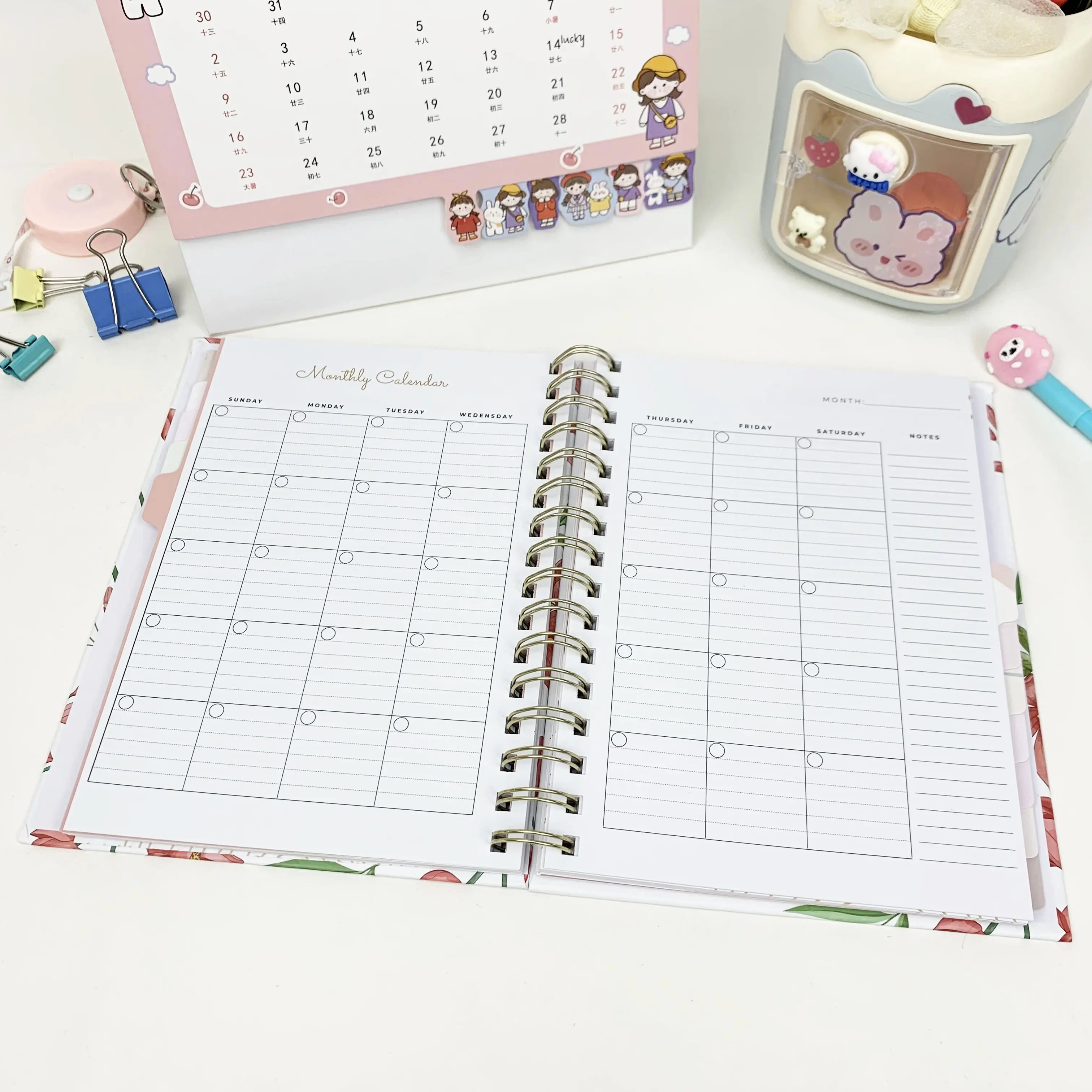 A5 Journal Custom Design Spiraalbinding Jaarlijkse Maandelijkse Notebook Planner Voor Reisplanning