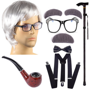 Cosplay grand-père Performance perruque costume perruques barbe lunettes béquille vieil <span class=keywords><strong>homme</strong></span> habiller vêtements Halloween accessoires accessoires - Product Image 4