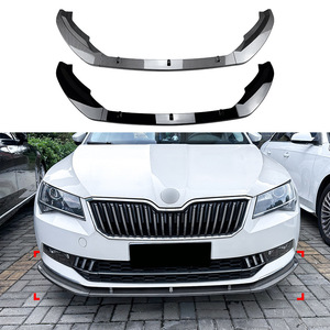Amp-Z Skoda Superb B8 Front Bumper Lip Splitter 2016-2018 Matte Piano Black Carbon Fiber Texture Tuning Style - Product Image 4