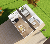 Maison conteneur extensible personnalisée de 30 m², 2 chambres, 1 salle de bain, préfabriquée, en Chine, pour l'Europe